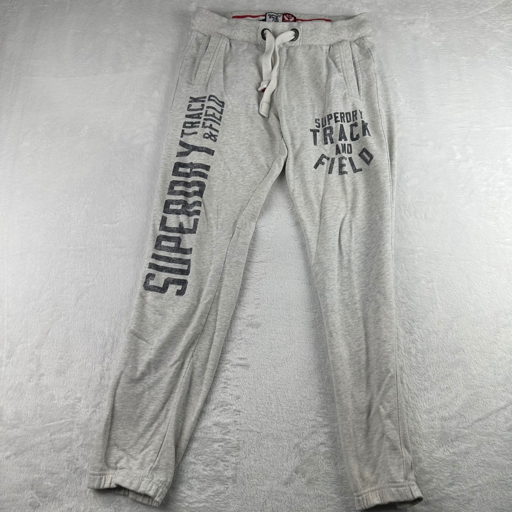 Superdry Track & Field Mens Gray Heather Graphic Jogger Sweatpants Size M